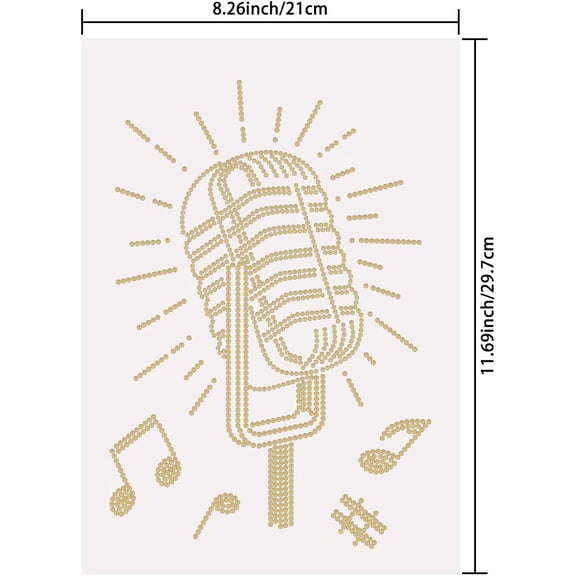 Microphone Notes Iron On Transfers Microphone Heat Transfer Stickers Iron on Patches Stickers Washable Heat Transfer Decals for T Shirts Clothing Jeans Backpacks DIY Applique Decals