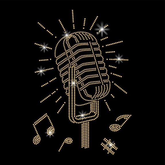 Microphone Notes Iron On Transfers Microphone Heat Transfer Stickers Iron on Patches Stickers Washable Heat Transfer Decals for T Shirts Clothing Jeans Backpacks Applique Decals colorful DIY