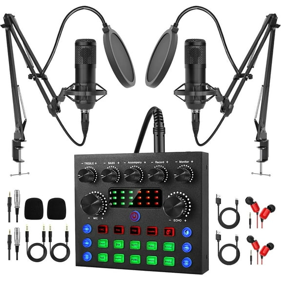 Microphone for Podcast Equipment Bundle and Studio Recording Equipment, USB Microphone, V8S Microphone for Computer, Perfect for Recording Podcasts and Live Streaming, 2 Microphones
