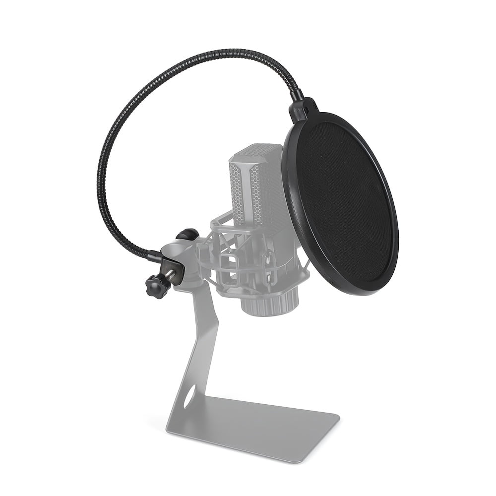 [Microphone Pop Filter] 2-Pack Double Layer Microphone Pop Filter | Windscreen | Flexible 360° Gooseneck Stable Bracket