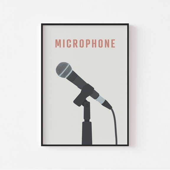 Microphone Print, Dynamic Stage Mic Music Studio Decor