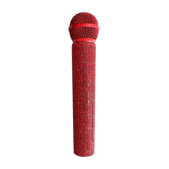 Microphone Props Fake Microphone Shiny Rhinestones Sparkling Microphone Props Game Glitter Microphone for Stage Halloween Party Glitter Dazzling Microphone for Disco Stage Live Broadcast Party