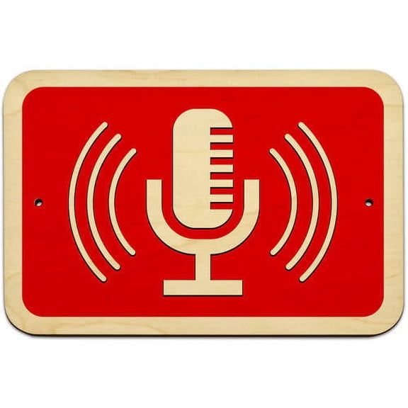 Microphone Recording Streaming Broadcasting Singing Radio Podcast Sign