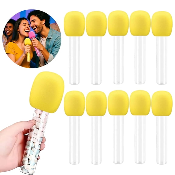 Microphone-Shaped Plastic Candy Tubes, 10-Pack Party Favor Containers, Kids Birthday Singing Prop Decorations, Assorted Colors (Candy Not Included)