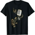thumbnail image 1 of Microphone Shirt with Music Notes and Clef. Musician. . T-Shirt, 1 of 4