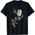 thumbnail image 1 of Microphone Shirt with Music Notes and Clef. Musician. . T-Shirt, 1 of 5