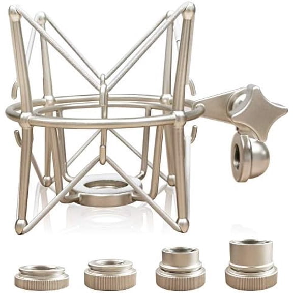 Microphone Shock Mount Mic Holder - Anti Vibration Spider Shockmount Compatible with Many Condenser Mics Like AT2020 MXL 770 MXL 990 Samson C01 Rode Procaster NT1-A Neumann U87 etc.
