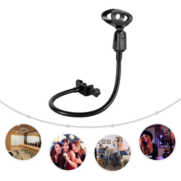 Microphone Stand 13 Inch Long 360 Degree Flexible Universal Gooseneck Desktop Mic Stand Heavy Duty Desk Clamp for Recording, Live Broadcasting, Interview, Instrumental, Video Conferencing (Black)