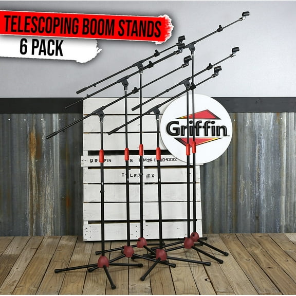 Microphone Stand 6 PACK - Griffin Telescoping Boom Arm Mic Studio Stage Tripod