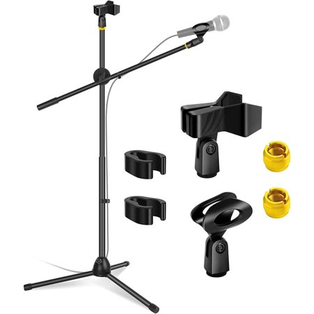 Microphone Stand Boom Mic Arm For Singing 360 Rotating Dual Mic Holder Clip Foldable Tripod Stands 4 Pcs 5 Core MS DBL
