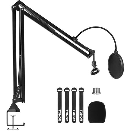 Microphone Stand Extension Arm, TONOR Studio Suspension Scissor Boom Arm with Pop Filter (T30)