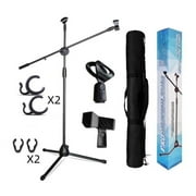 Microphone Stand Heavy-Duty Super Resistent Tripod Boom Universal Mic Stand with 3 Mic Clips for Most Mics Height Adjustable Mic Stand for Singing Wedding Performance