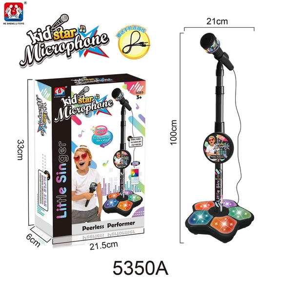 Microphone with Stand for Kids, Kid Karaoke Machine for Girls, Adjustable Standing Kid Karaoke Machine with Light, Detachable Kids Microphones for Singing, Kids Microphones for Singing