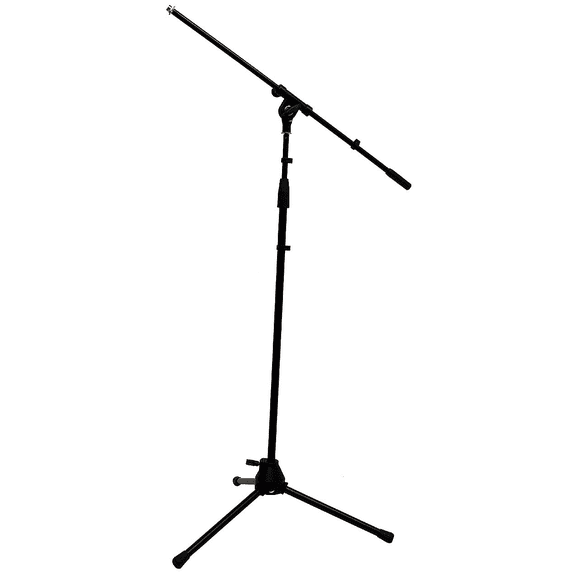 ASC-MC001 Adjustable Boom Height Microphone Stand With Tripod Base - Up to 90 Inches - Black