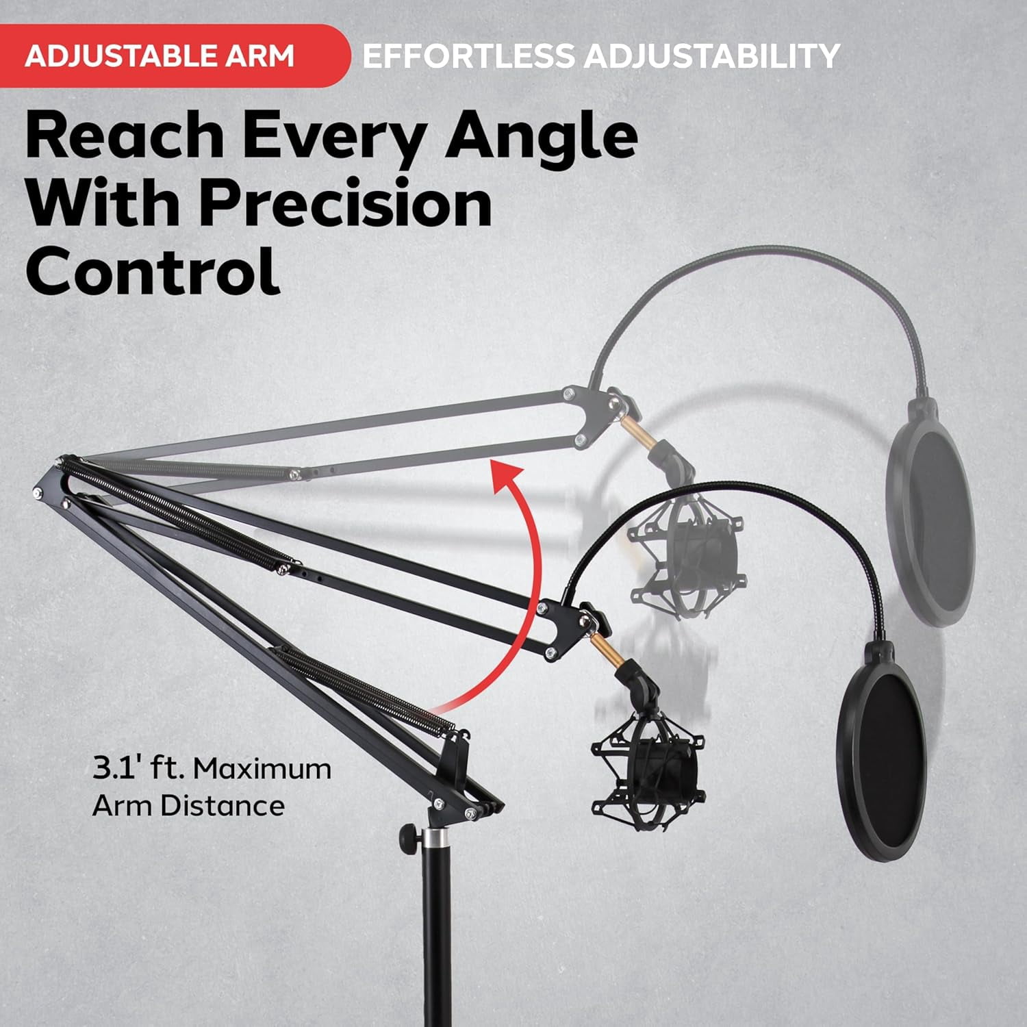 Microphone  Suspension Stand with Shock Mount and  Filter for Podcast Recording