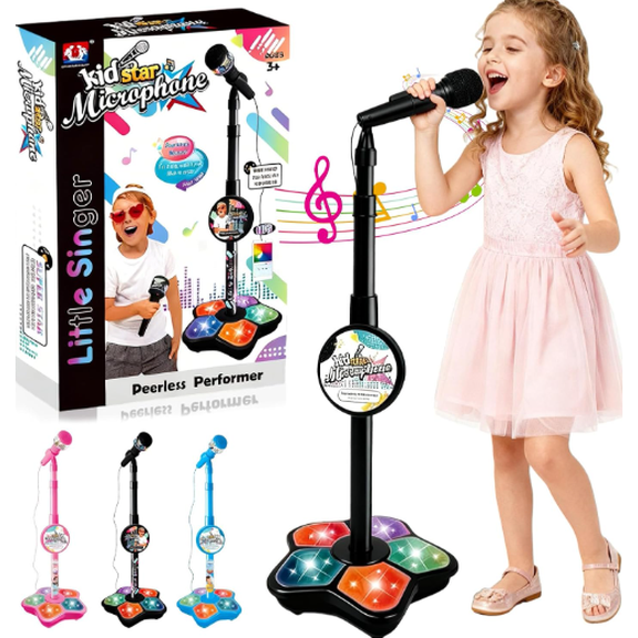 Microphone Toys Mini Karaoke Machine, Portable Music Microphones with LED Lights,  Music Toys Birthday Party Gifts for Little Singers