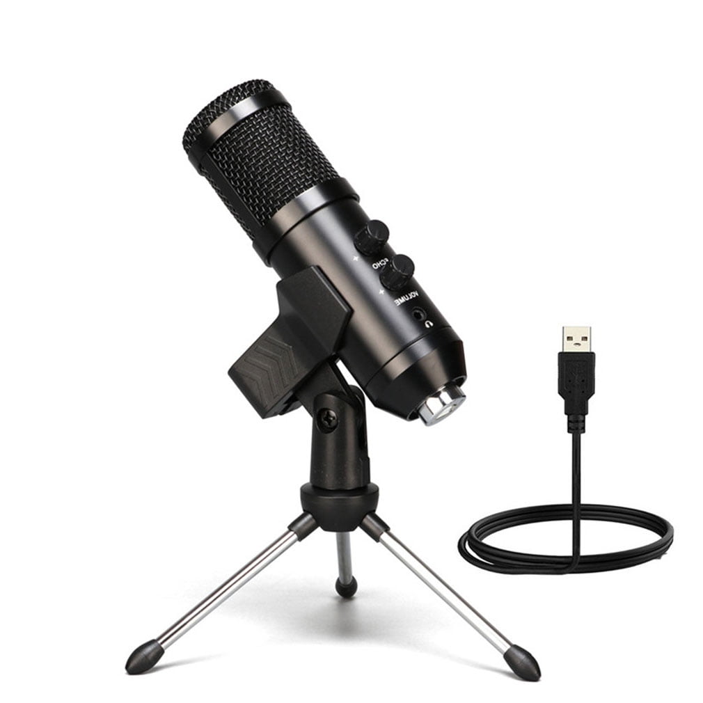 Microphone USB Plug and Play Portable Audio Condenser Recording Desk Mic Adjustable Gain,USB Computer Microphone, Tripod Stand