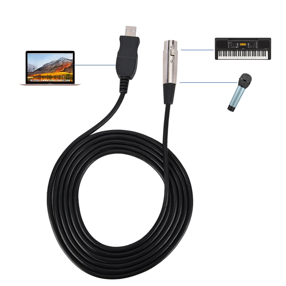 Microphone Usb Cable,Microphone Link Adapter Cord XLR Female To USB MIC Link Black Cable Line