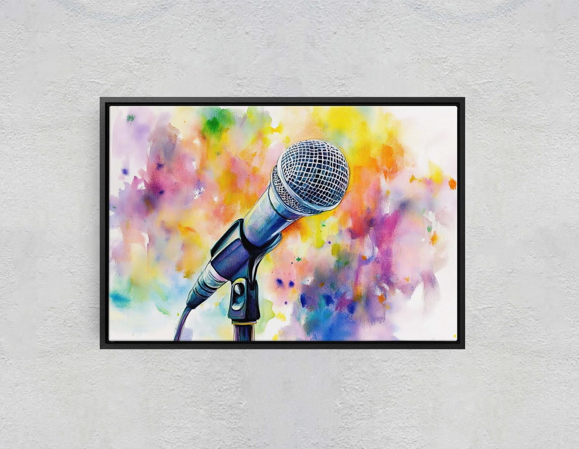 Microphone Wall Art Print, Artistic Singer Music Illustration And ...