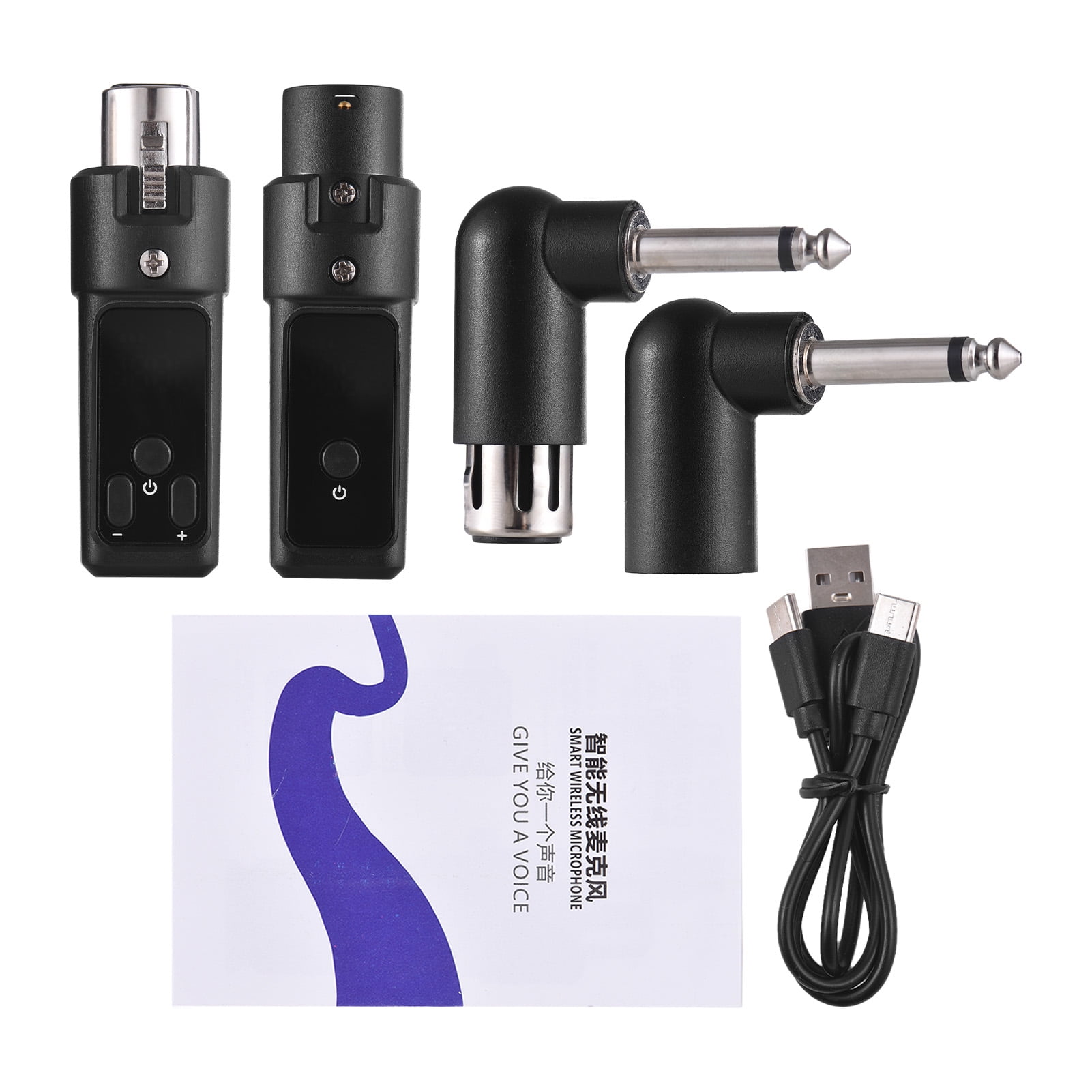 Microphone Wired to Wireless 2.4G Microphone Wireless Xlr Transmitter and Receiver Rechargeable Wireless Mic System for 48V Condenser Microphones Audio Mixer Electric Guitar Bass Speaker Wireless