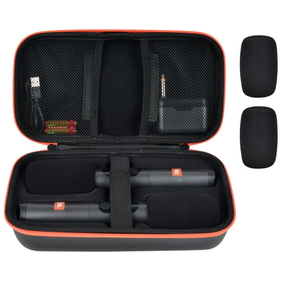 Microphone Wireless Case for JBL PartyBox & Two Mic System, Shockproof Karaoke Microphones Travel Storage Box-Black