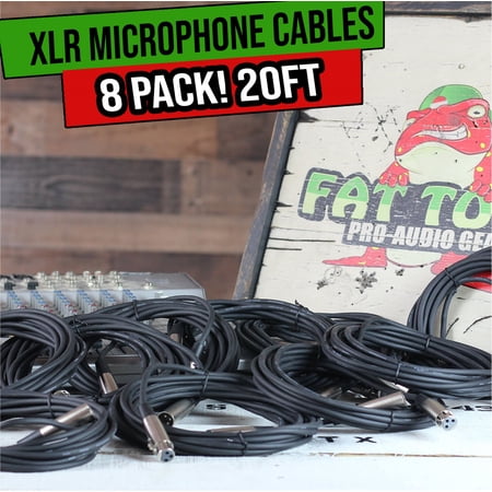 Microphone XLR Cables 20Ft Fat Toad 8 Lot - Pro Audio Studio Mic Cord Wire 20AWG