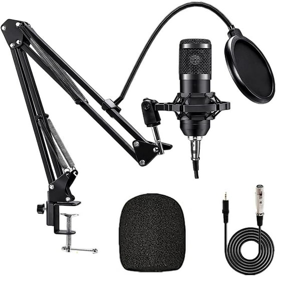 Microphone for Podcast Equipment Bundle, USB Microphone, Microphone for Computer, Perfect for Live Streaming, Black