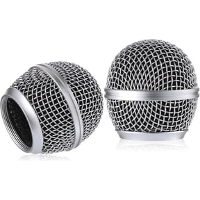 Microphone replacement mesh heads, compatible with Shure SM58, silver, 2-pack
