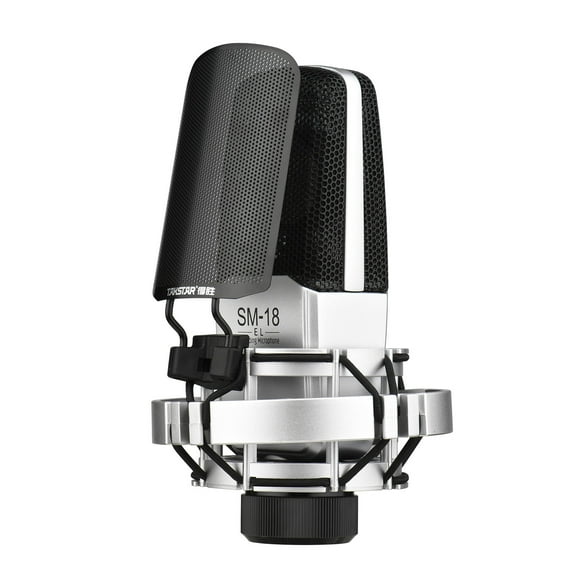 Microphones,El Professional Condenser Professional Condenser Xlr Mount Metal Pop Xlr Mic Kit Sm-18 El Professional Condenser Xlr Mic With Adjustable Mount Mic Kit With Dsfen Black & Silver