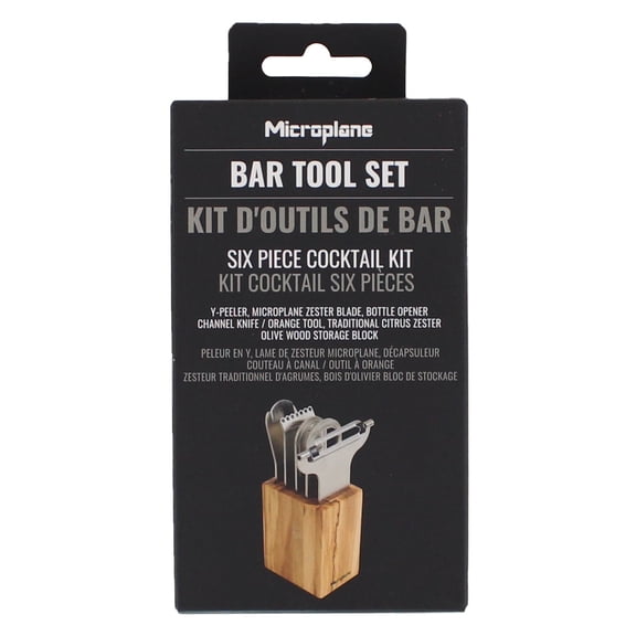Microplane Bar Tools 6 Piece Cocktail Set, Olivewood