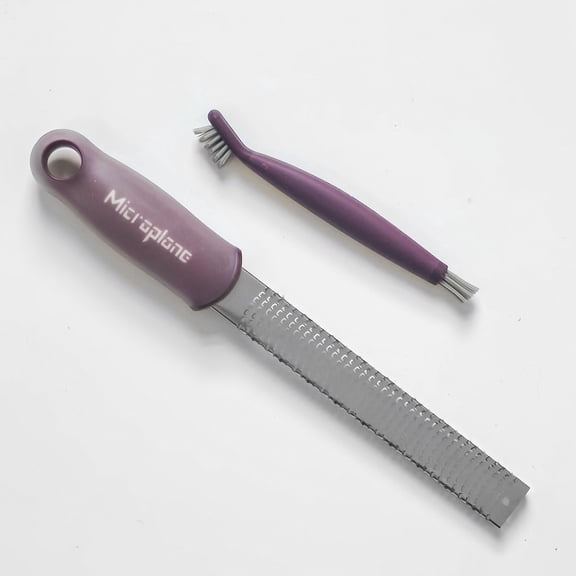 Microplane Citrus Zester & Cleaning Brush, Plum Rose, Dishwasher Safe