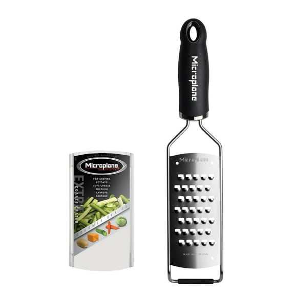 Microplane Gourmet Series Extra Coarse Grater Stainless Steel Kitchen Tool for Hash Browns, Coleslaw, and Cheese with Soft-Touch Handle