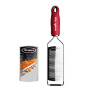 Microplane Gourmet Series Fine Grater with Red Handle   Ideal for Citrus, Garlic, Ginger, and Hard Cheeses, Durable Stainless Steel with Ergonomic Grip