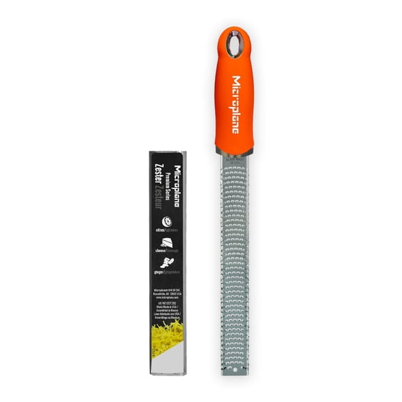 Microplane Premium Classic Citrus Zester and Cheese Grater, Sunset Orange, Fine Grating for Lemon Zest and Parmesan, Cover Included