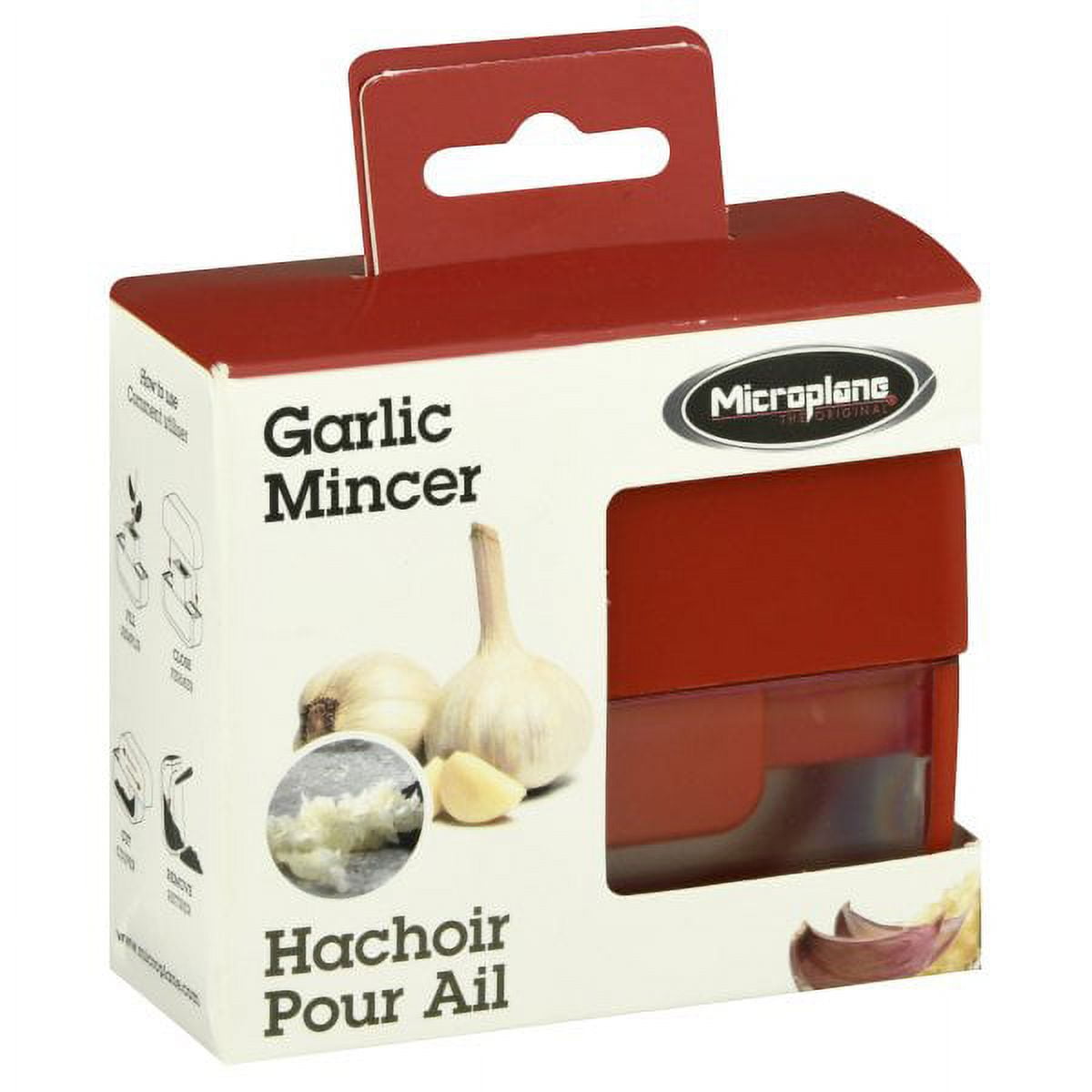 Microplane Red Stainless Steel Garlic Mincer