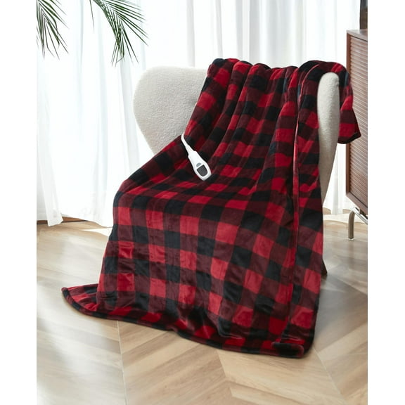 Microplush Digital 160g Throw Red Black Plaid