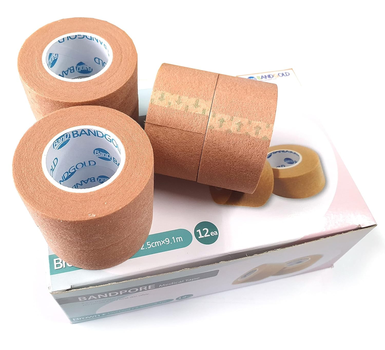 Micropore Tan Color Paper Tape Roll 1 Inch X 10yds (12 Rolls) Breathable & Hypoallergenic
