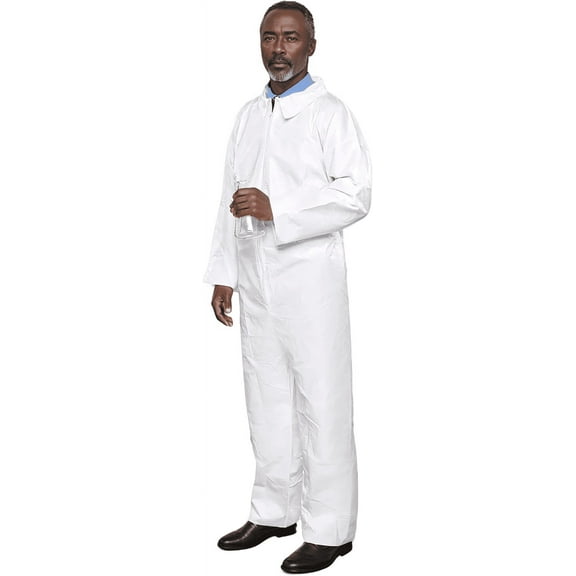 Suntech Microporous Protective Coveralls, Open Wrists and Ankles, Disposable Hazmat PPE, White, 25 Case, (XL)