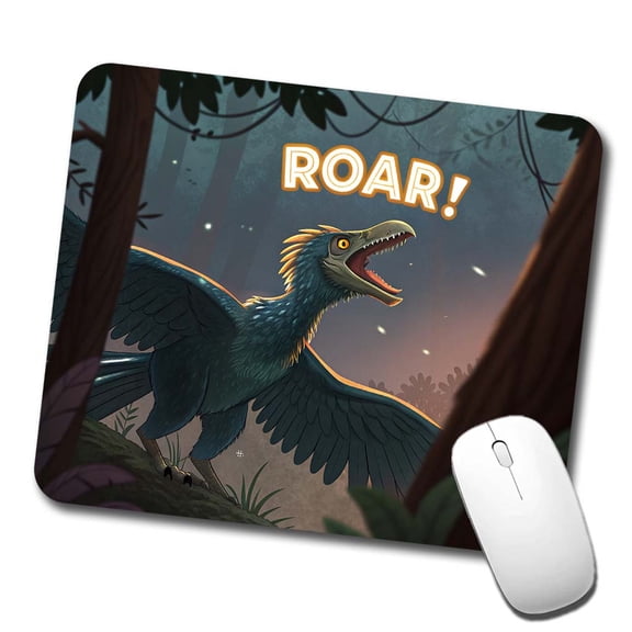 Microraptor Roar Dinosaur Mouse Pad Low Profile Gaming Mat