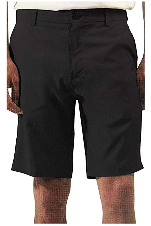 Men's 4-Way Stretch Flat Front Shorts (Black, 30)