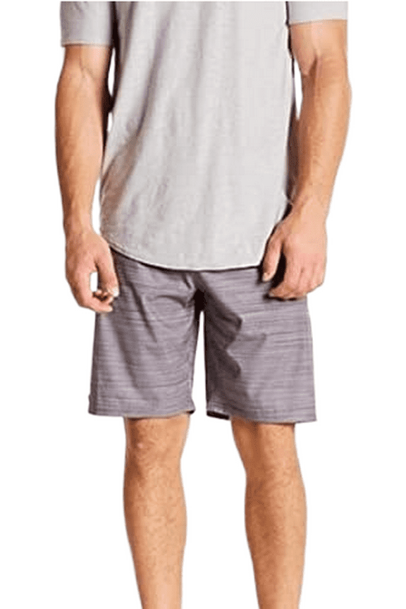Men's Matt 4-Way Stretch Flat Front Standard Fit Shorts (Grey, 30)