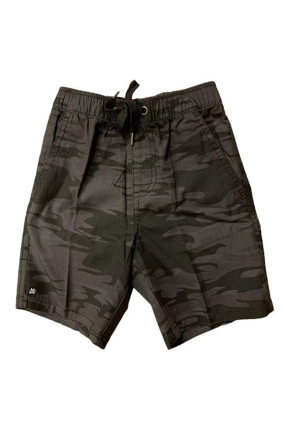 Youth Boys Drawstring Shorts, Black Camo, X-Small