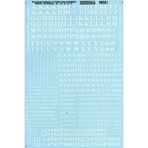 Microscale Industries HO Letters & Numbers Roman/White MSI90001 HO Decals/ Dry Transfers