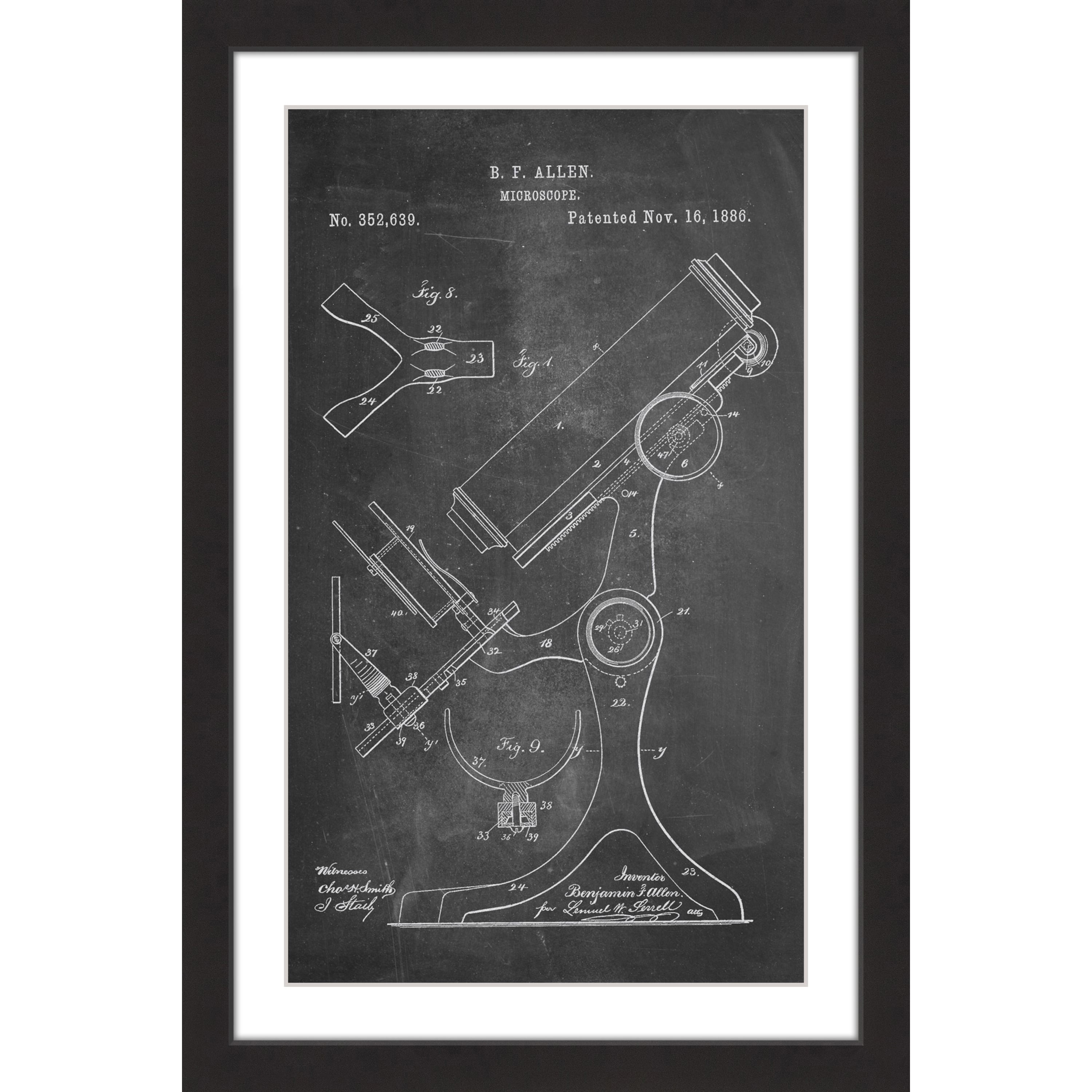 "Microscope 1886 Chalk" Framed Painting Print