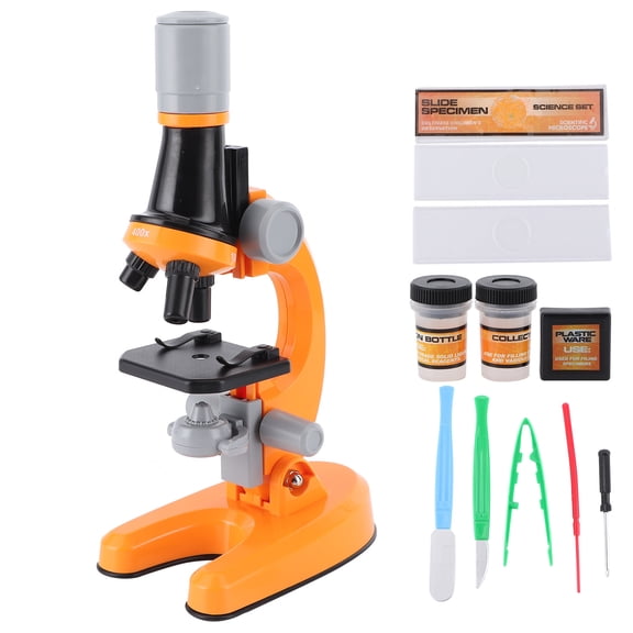 Microscope, 40X-1200X Microscope, 90? Rotating Safe 40X-1200X For Gifts Children Learning Tool Kids Orange