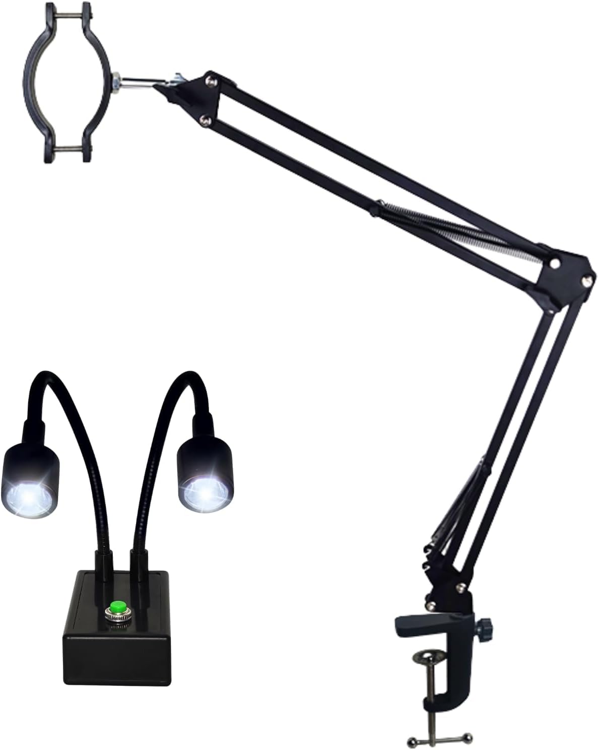 Microscope Articulated Arm Stand Spot Light Set, Dual Gooseneck Light C ...