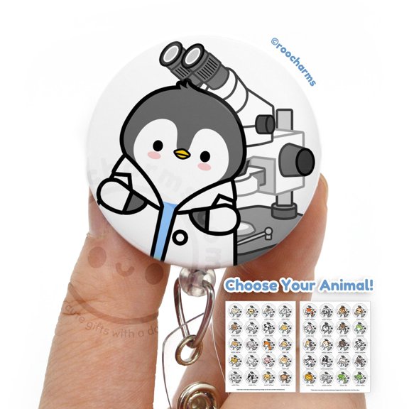 Microscope Badge Reel for Lab Techs, Medical Laboratory Scientists, CLS, CLT, Microbiologist, Lab Week Gift Idea, Researcher, Pathologist