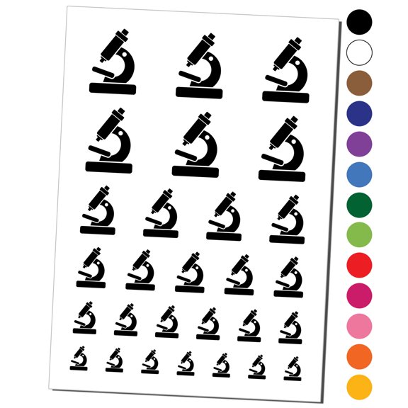 Microscope Biology Science Water Resistant Temporary Tattoo Set Fake Body Art Collection - Black