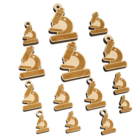 Microscope Biology Science Wood Mini Charms Shapes DIY Craft Jewelry - No Hole - 30mm (6pcs)