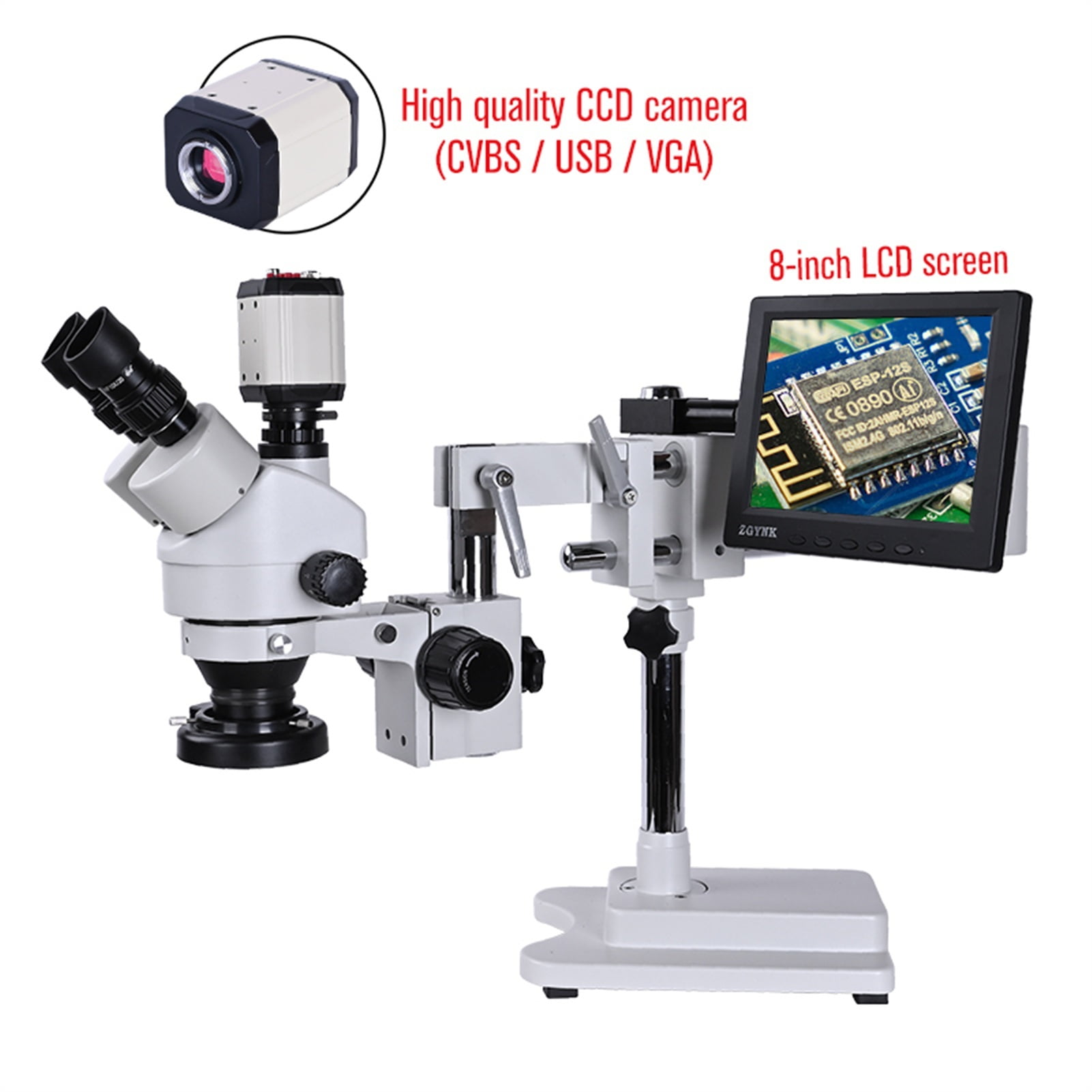 Microscope,Continuous Zoom 3.5-90X Double Boom Stand Greater Scope ...